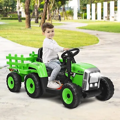 £156.99 • Buy 12V Kids Ride On Tractor W/Trailer LED Lights Battery Powered Electric Toy Car 