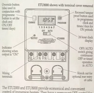 Timeguard Immersion Heater Timeswitch Instruction Manual ONLY • £3.99