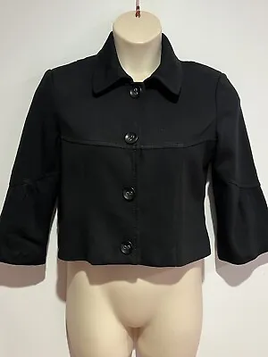 Black 3/4 Sleeves Classic Short Jacket/ Lined / Buttons   Size12 Viscose Mix GC • $25