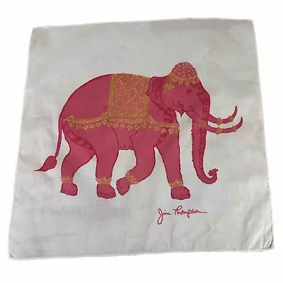 Vintage Jim Thompson Thai Silk Floral Elephant Pink Handkerchief Scarf 15.5x15.5 • $19