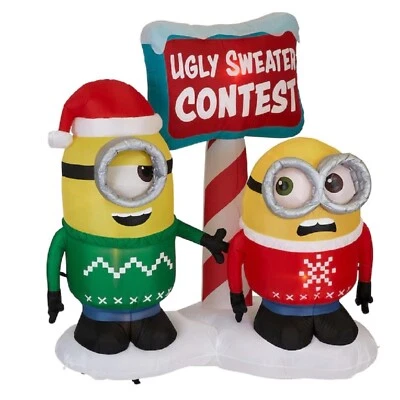 $159.99 • Buy 6' MINIONS UGLY SWEATER CONTEST Airblown Lighted Yard Inflatable