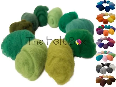 Carded  Felt Batt 3D Felting Shade Pack Pink Yellow Grey Brown White Rolls 100g • £14.99