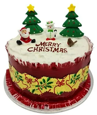£4.50 • Buy 6 Piece SET Merry Christmas Cake Decorations Yule Log Cupcake Toppers Cake Frill
