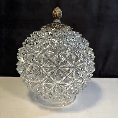 Vintage Atomic Starburst Clear Glass Lamp Shade Bronze Acorn Artichoke Swag MCM • $38
