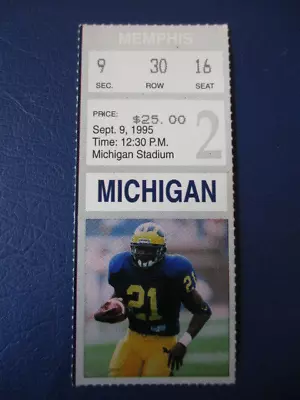 1995 University Of Michigan Vs Memphis Football Ticket Stub • $9.99