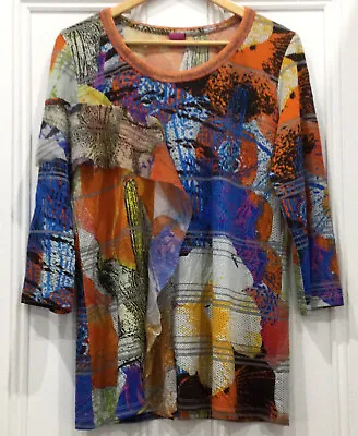 $69 • Buy Save The Queen Top XL Made In Italy Long Sleeve Multi Colored Ruffle Detail
