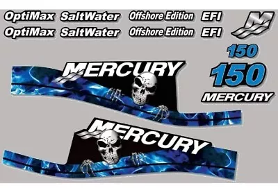 AMR Racing Outboard Engine Sticker Decal Compatible W Mercury 150 EFI Skull • $58