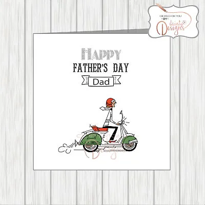Scooter Father's Day Card Vespa Lambretta Scooterist MOD Funny Man In Tie Helmet • £3.25