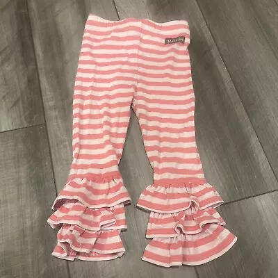 Matilda Jane Girls Big Ruffles Striped Pink Pants Size 18-24 Months • $16