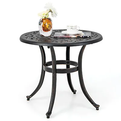 60cm Patio Side Table Cast Aluminum End Table W/Adjustable Footpads Coffee Table • £54.95