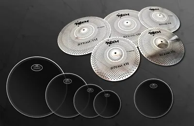 Low Volume Cymbals Rech Stealth Cymbal Set Pack + Bag + 2 Ply Mesh Drum Heads  • $365