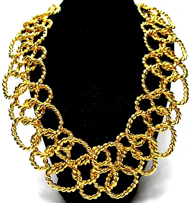 KJL KENNETH J LANE Massive Golden Twisted Rope Chain Vintage Collar Necklace • $299.99