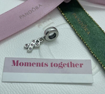 $27 • Buy Pandora Breast Cancer Ribbon Pink CZ Dangle Charm 790314 Retired Authentic Ale