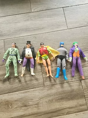 Vintage Mego 1970's  Batman  Robin Penguin Joker And  Riddler  8  Figures  • $170