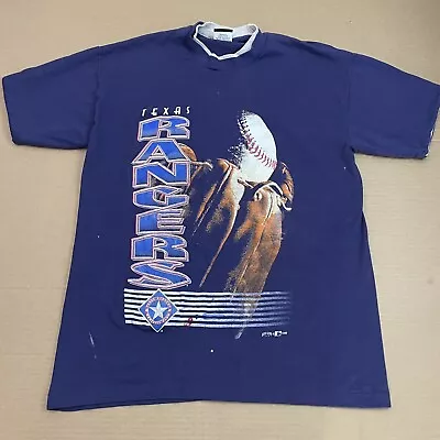 VINTAGE Texas Rangers Shirt Adult Large Blue Baseball 90s Signal Sports Mens • $29.99