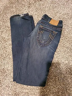 True Religion Johnny Straight Leg Jeans Dark Blue 27 • $8.99