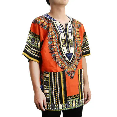 £14.33 • Buy Dashiki Shirt Colorful African Embroidery Print Clothing Poncho Orange