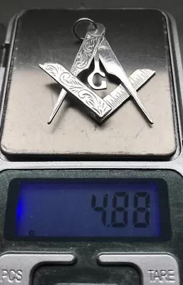 Masonic Rare Large Size Secret Folding Sterling .925 Silver Watch Fob / Pendant. • £80