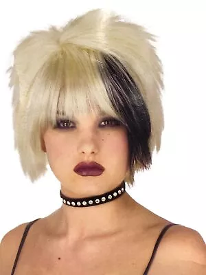 Fun World Womens Blonde & Black Punk Rock Short Halloween Costume Wig • $12.99