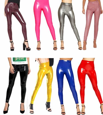 £12.99 • Buy Womens Ladies High Shine Vinyl PVC Wet Look Faux Leather Trouser Legging Pants