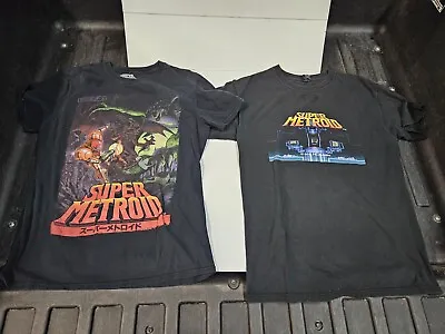 Lot Of 2 Super Metroid Men's Med Black Short Sleeve T-Shirts Lot Of 2! • $20
