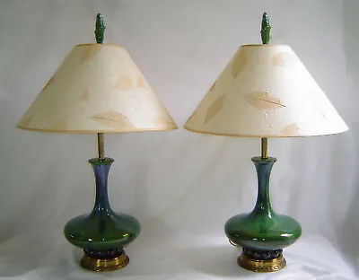 Pair Matching Large Rare Royal Haeger Flambe Drip-glazed Mallow Mcm Table Lamps • $428.88