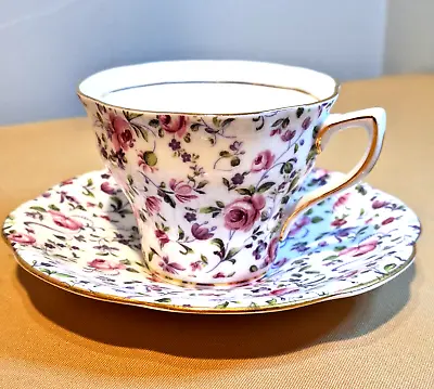 Beautiful Vintage Rosina Bone China  Pink Chintz  Cup And Saucer England • $15.75