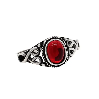 Vintage Red Stone Wedding Ring Stainless Steel Unisex Retro Garnet Jewelry Ring • $13.99