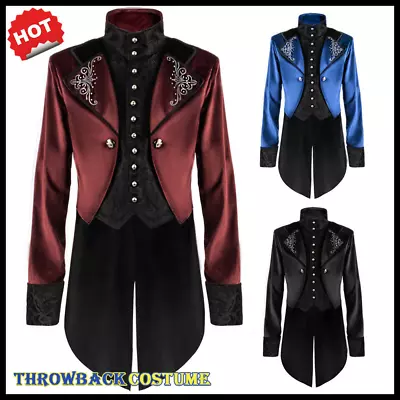 Men's Victorian Jacket Medieval Steampunk Tailcoat Gothic Coat Halloween Costume • $53.09