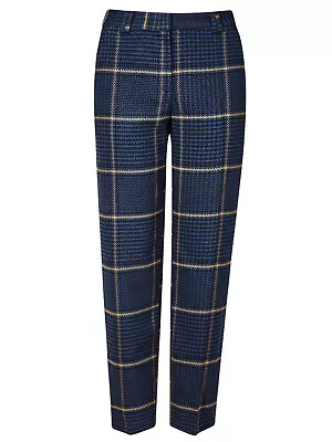 £16.99 • Buy New Ladies M&S Blue Mix Checked Relaxed Fit Straight Leg Trousers Sizes 8 To 24