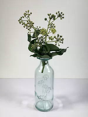 Clear Glass Bottle Vase With Cow Parsley Design  Country Cottage • £12.99