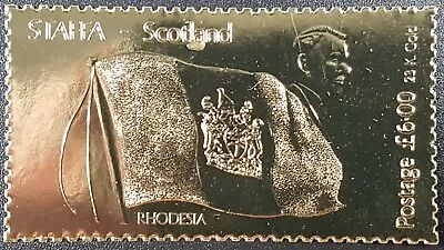 Scotland Locals; 23k Gold Foil Staffa Stamps - Rhodesia Flag £6 Face Value • $17.06