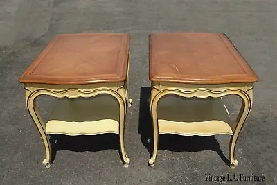 1970s Pair Of Vintage French Provincial Brown End Tables Made By Drexel • $750