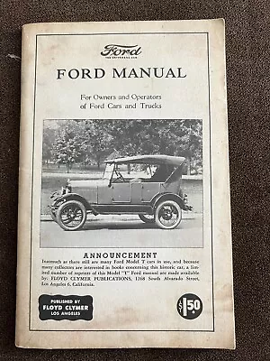 FORD MANUAL  Floyd Clymer MODEL T For Owners Of Ford Cars • $16.99