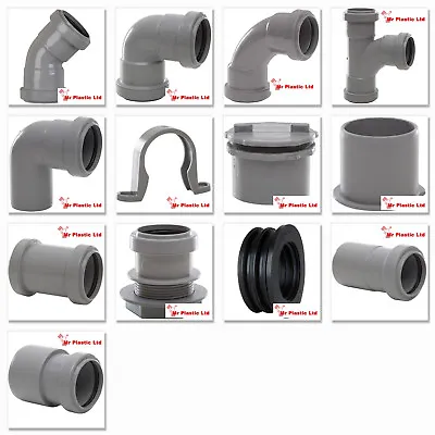 Polypipe 40mm Push Fit Waste Pipe Fittings In Grey (actual Size 41mm) • £4.04