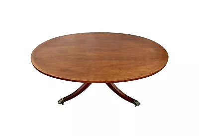 Vintage Council Inlaid Mahogany Oval Coffee Table W/Brass Capped Feet • $558.40