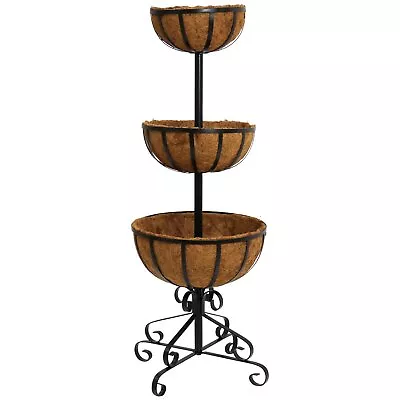 NEW! 3 Tier Metal Garden Flower Fountain Plant Display Stand • £29.99