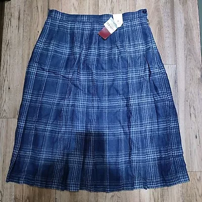 EWM Pure Classics 100% Wool Blue Tartan Check Kilt Skirt • 16 • $19.89