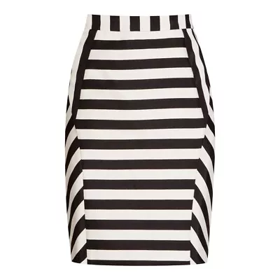 £27.99 • Buy Stunning Black/White Stripe Reiss Karis Pencil Skirt Size 8 RRP £120!