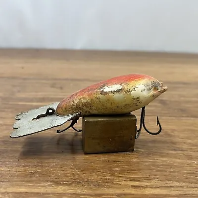 VTG Fred Argbogast Fishing Lure Mud Bug Used Orange White Diver Treble Hooks • $4