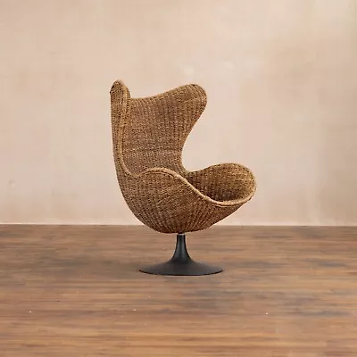 Egg Armchair Swivel Arne Jacobsen Style Rope String Chair • £325
