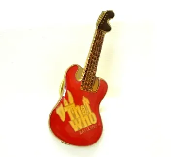 The Who Guitar Pin Red Hard Rock Roll Metal Band Collectible Lapel Bag Gear Vtg • $9.95