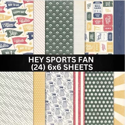 Stampin Up HEY SPORTS FAN Designer Series Paper Baseball DSP - (24) 6x6 Sheets • $11.87
