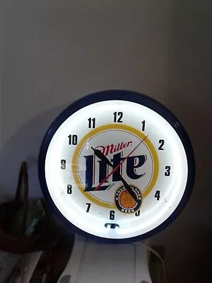 Miller Lite Neon Clock Beer Sign Mfg 2000 • $275