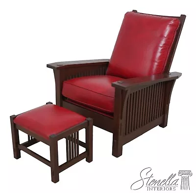 63946EC: STICKLEY Mission Oak Arts & Crafts Morris Chair W. Ottoman • $3195