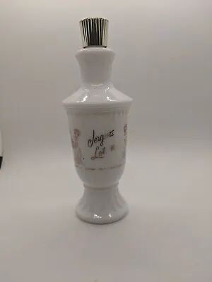 Vintage Jergens Pump Lotion Bottle White Milk Glass Roses Gold Lettering • $7.99