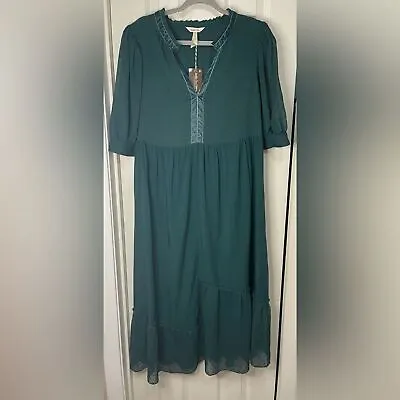 Matilda Jane Green Midi  Opening Night Women’s Clip Dot Dress Size Large NWT • $51.81