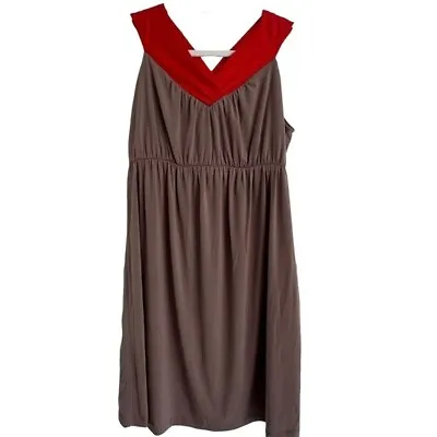Maternal America Maternity Dress Brown Red Women's Size Small Sleeveless NWT • $11.20