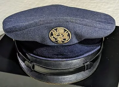 VTG USAF US Air Force Service Man Dress Hat Cap Wool Serge Sz 7 Blue 3419 MIL-C • $10.99