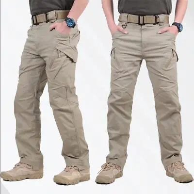 Tactical Mens Cargo Pants Partial Waterproof Work Hiking Combat Outdoor Trousers • $20.99